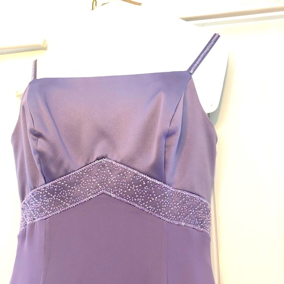 Lavender Empire Waist Prom Gown - Picture 6 of 8